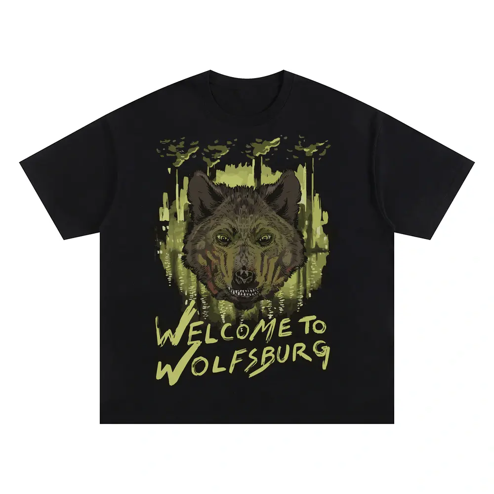 Wolfsburg Wolf Oversized Black Graphic Tee