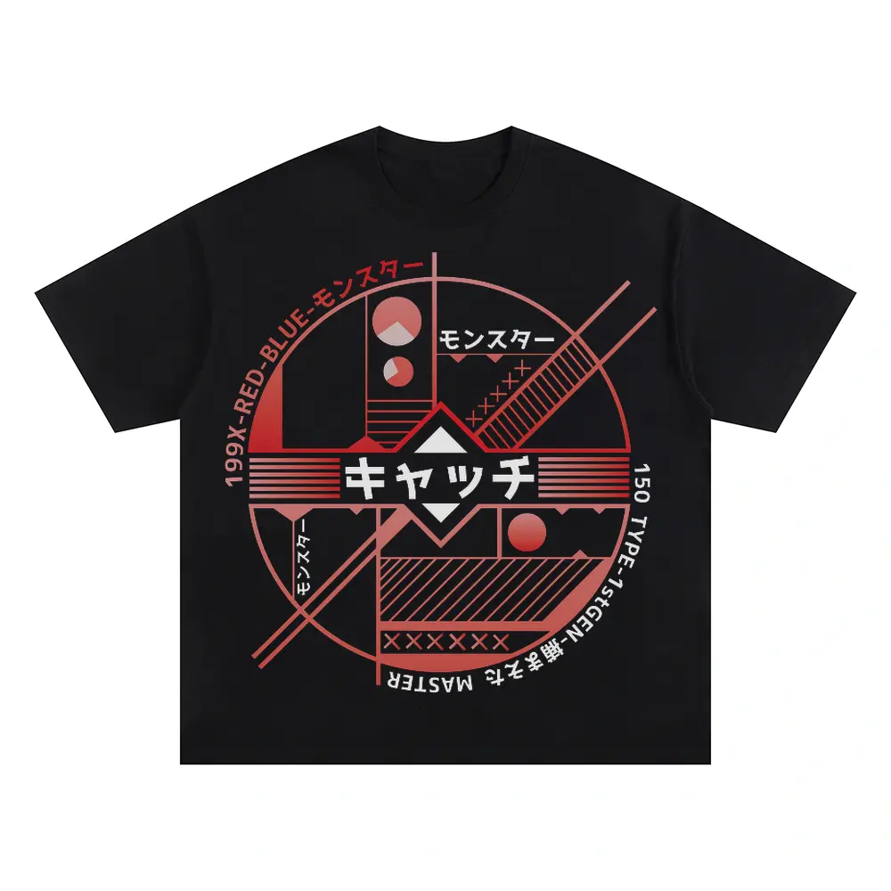 Abstract Machine Oversized Black Graphic Tee