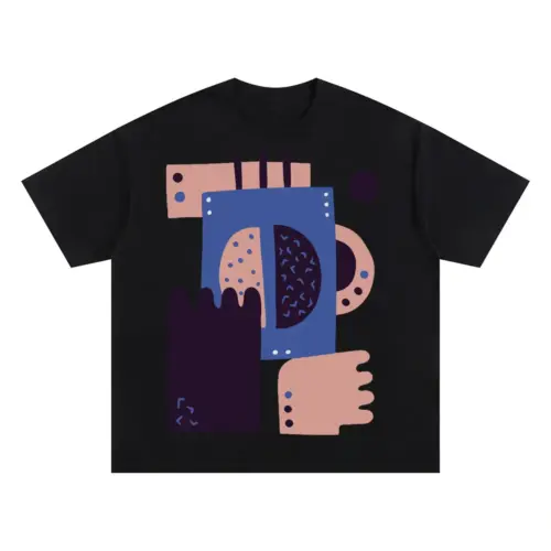 Abstract Coffee A Oversized Black Graphic Tee