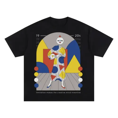 20 S Bauhaus Oversized Black Graphic Tee