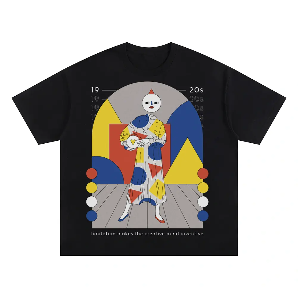 20 S Bauhaus Oversized Black Graphic Tee