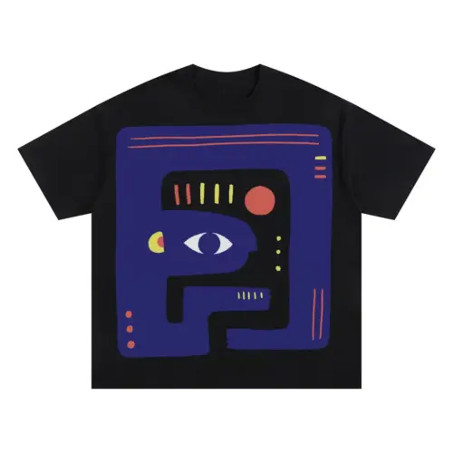 Abstract Organic Oversized Black Graphic Tee