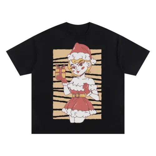 Blondesexysanta Oversized Black Graphic Tee
