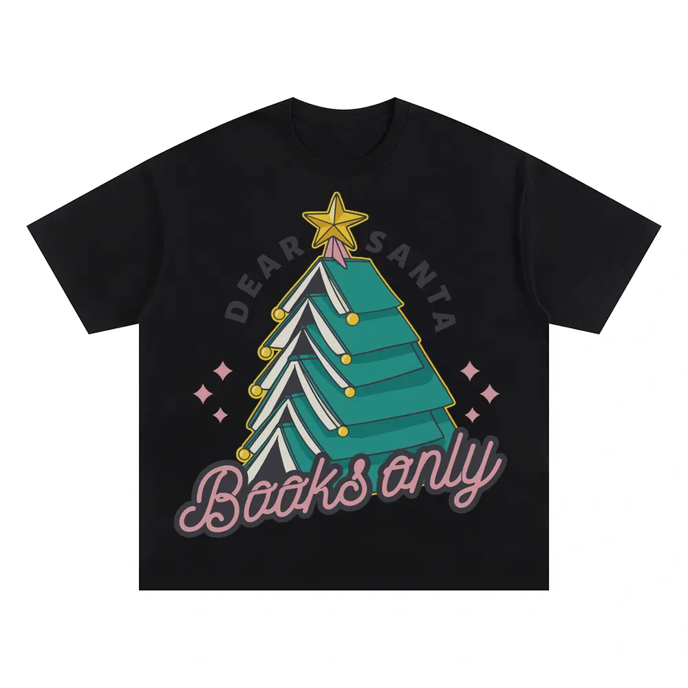 Booktree Christmas Oversized Black Graphic Tee