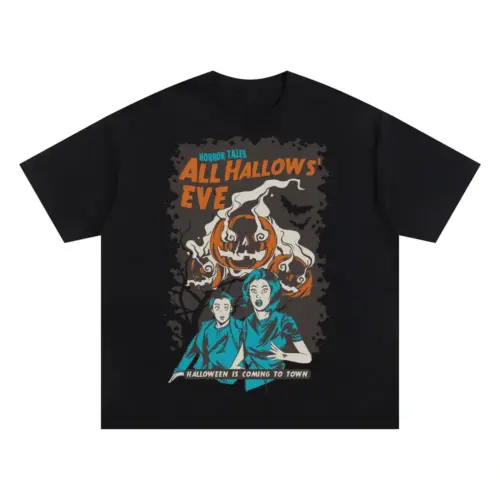 Allhallow Eve Oversized Black Graphic Tee