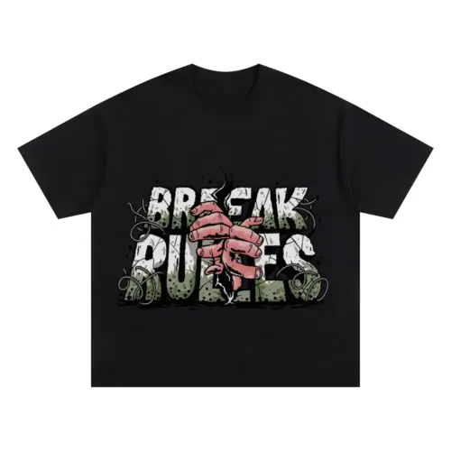 Break The Rules Oversized Black Graphic Tee