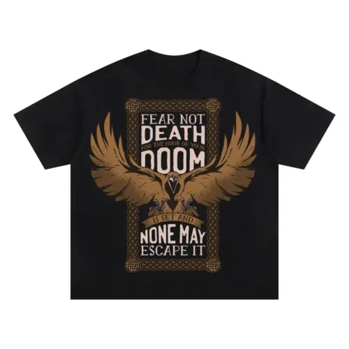 Viking Quote Oversized Black Graphic Tee
