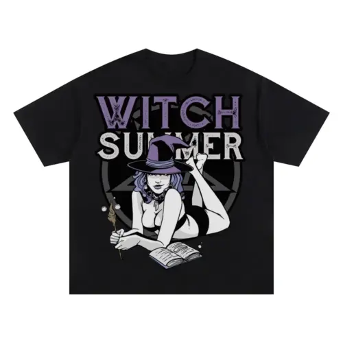 Witch Summer Oversized Black Graphic Tee