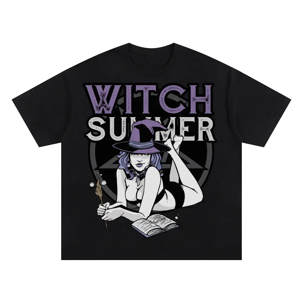 Witch Summer Oversized Black Graphic Tee
