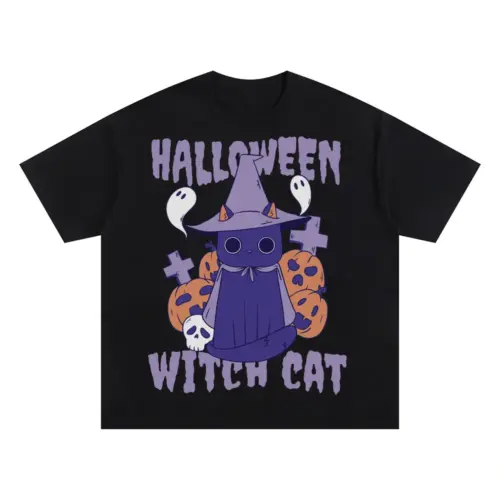 Witchcat Oversized Black Graphic Tee