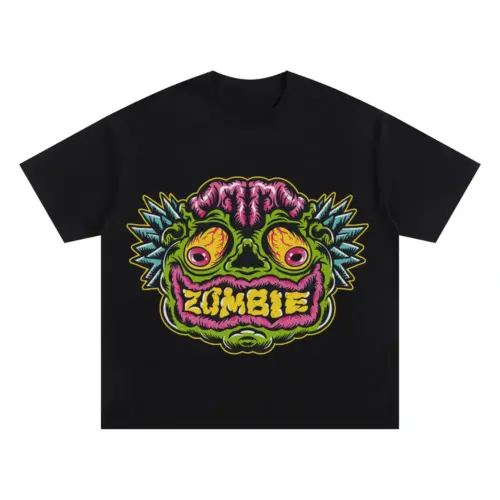 Zombie Face Oversized Black Graphic Tee