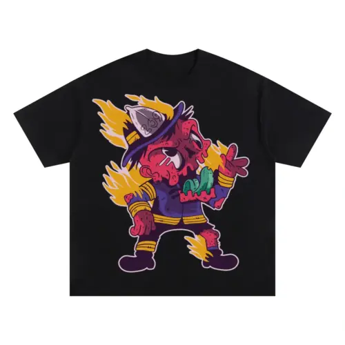 Zombie Firefighter Oversized Black Graphic Tee