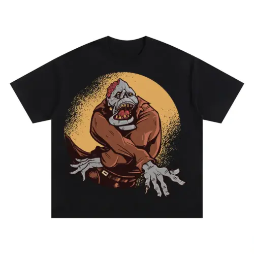 Zombie Halloween Oversized Black Graphic Tee