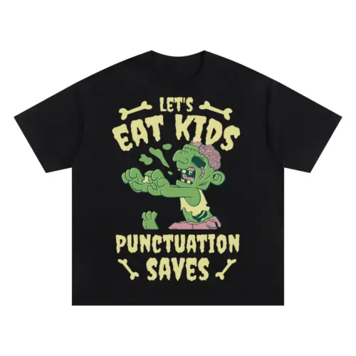 Zombieeatkids Oversized Black Graphic Tee