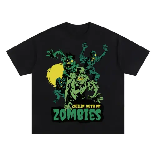 Zombies Quote Oversized Black Graphic Tee
