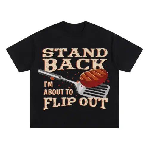 About To Flip Out Oversized Black Graphic Tee