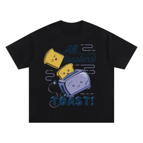 All Toasters Toast Oversized Black Graphic Tee