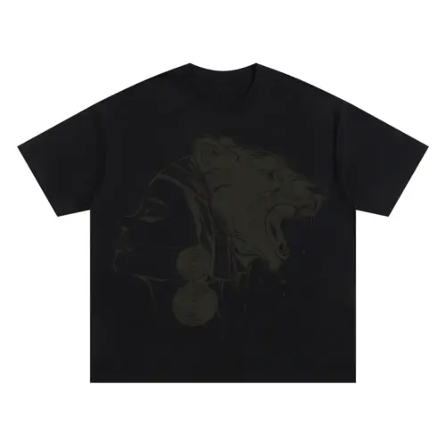 African Woman Lion Oversized Black Graphic Tee