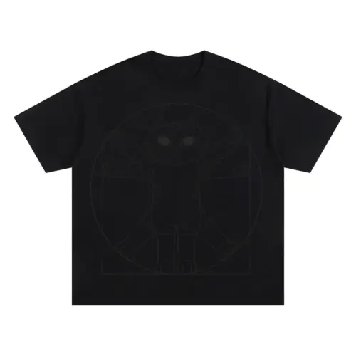 Vitruviancat Oversized Black Graphic Tee