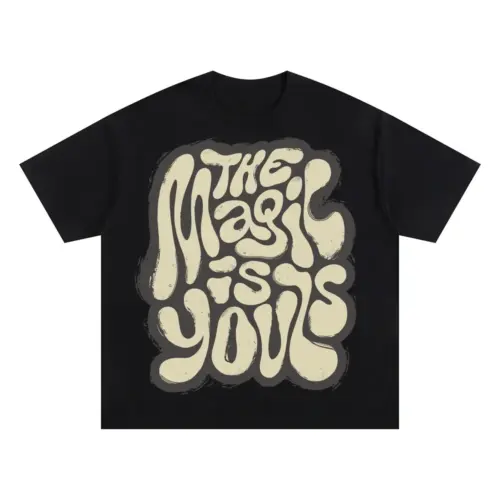 02 Lettering The Magic Is Yours Si Oversized Black Graphic Tee