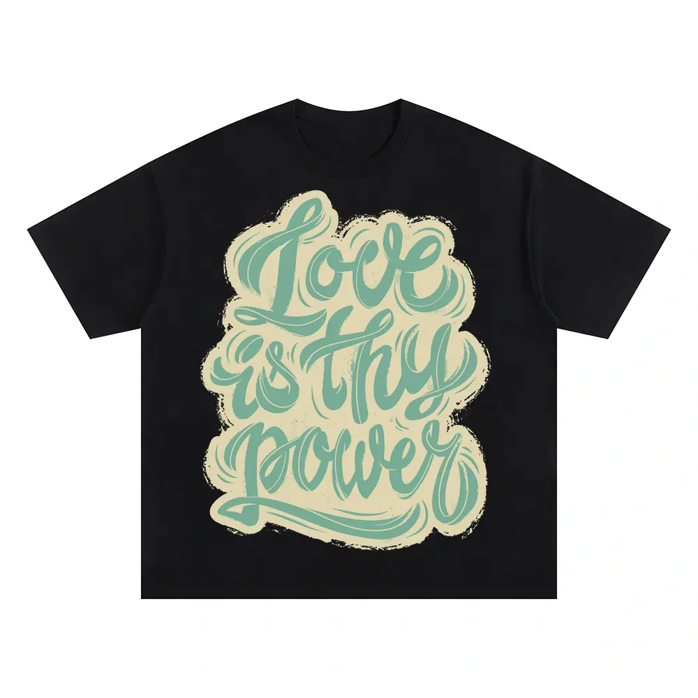 06 Lettering Love Is Thy Power Si Oversized Black Graphic Tee