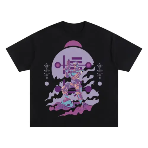 Alien Invasion C Oversized Black Graphic Tee