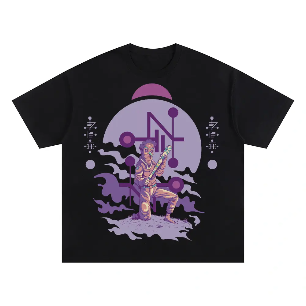 Alien Invasion A Oversized Black Graphic Tee