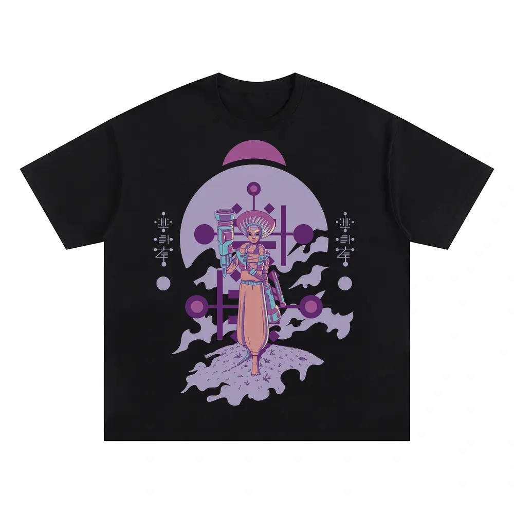 Alien Invasion D Oversized Black Graphic Tee