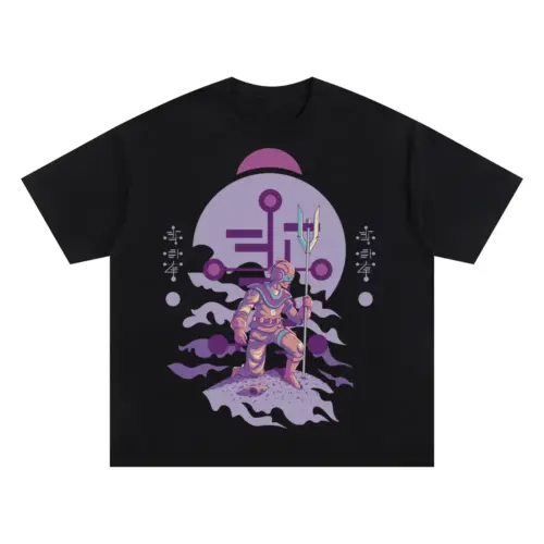 Alien Invasion E Oversized Black Graphic Tee