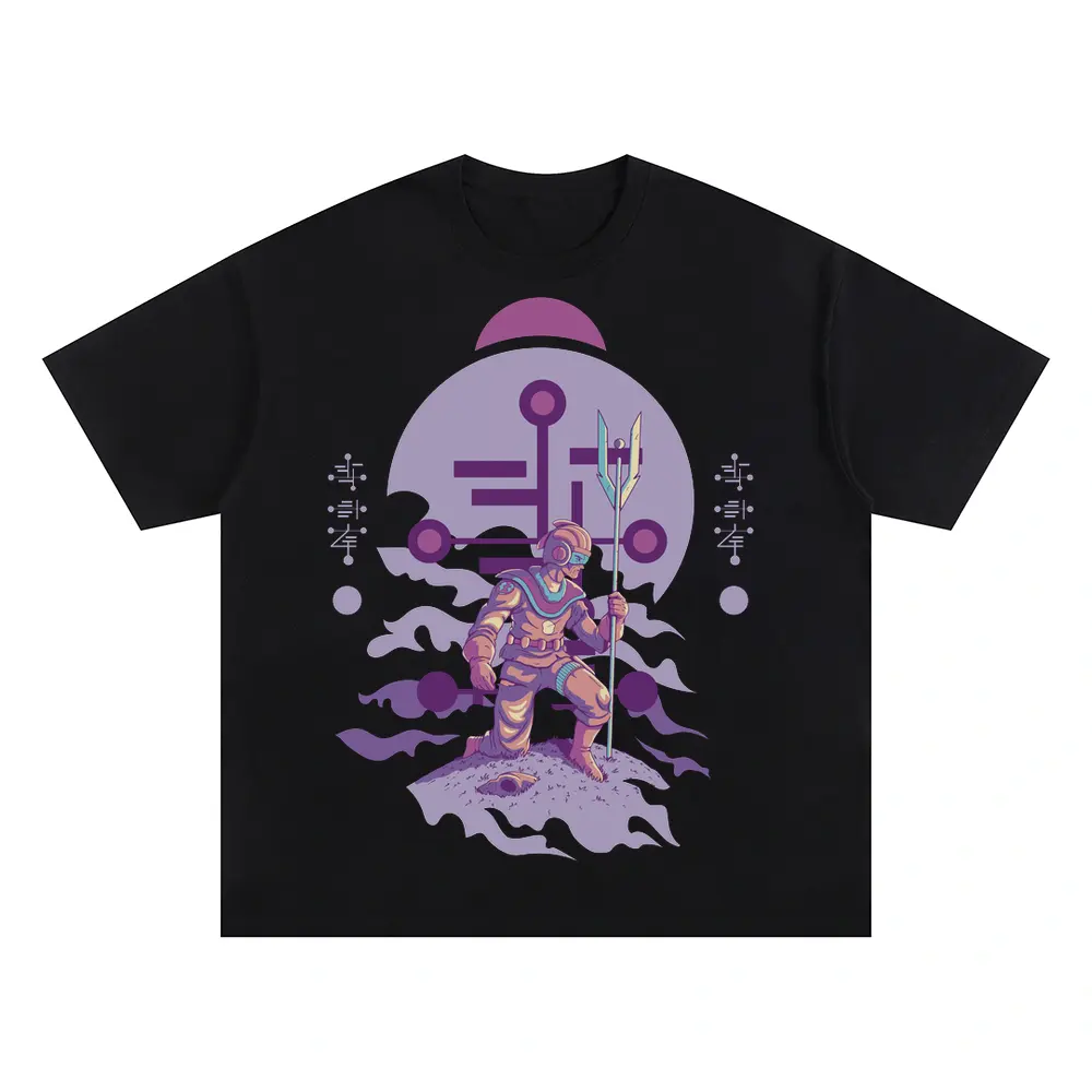 Alien Invasion E Oversized Black Graphic Tee