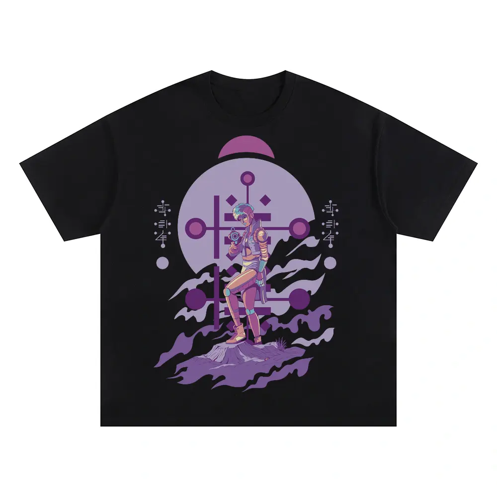 Alien Invasion F Oversized Black Graphic Tee