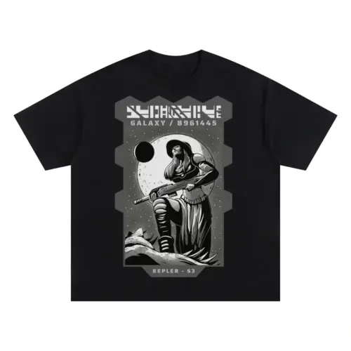 Astronauts B Oversized Black Graphic Tee