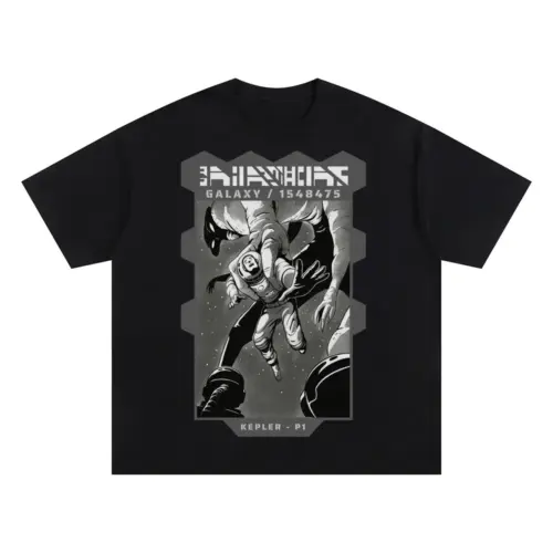 Astronauts C Oversized Black Graphic Tee