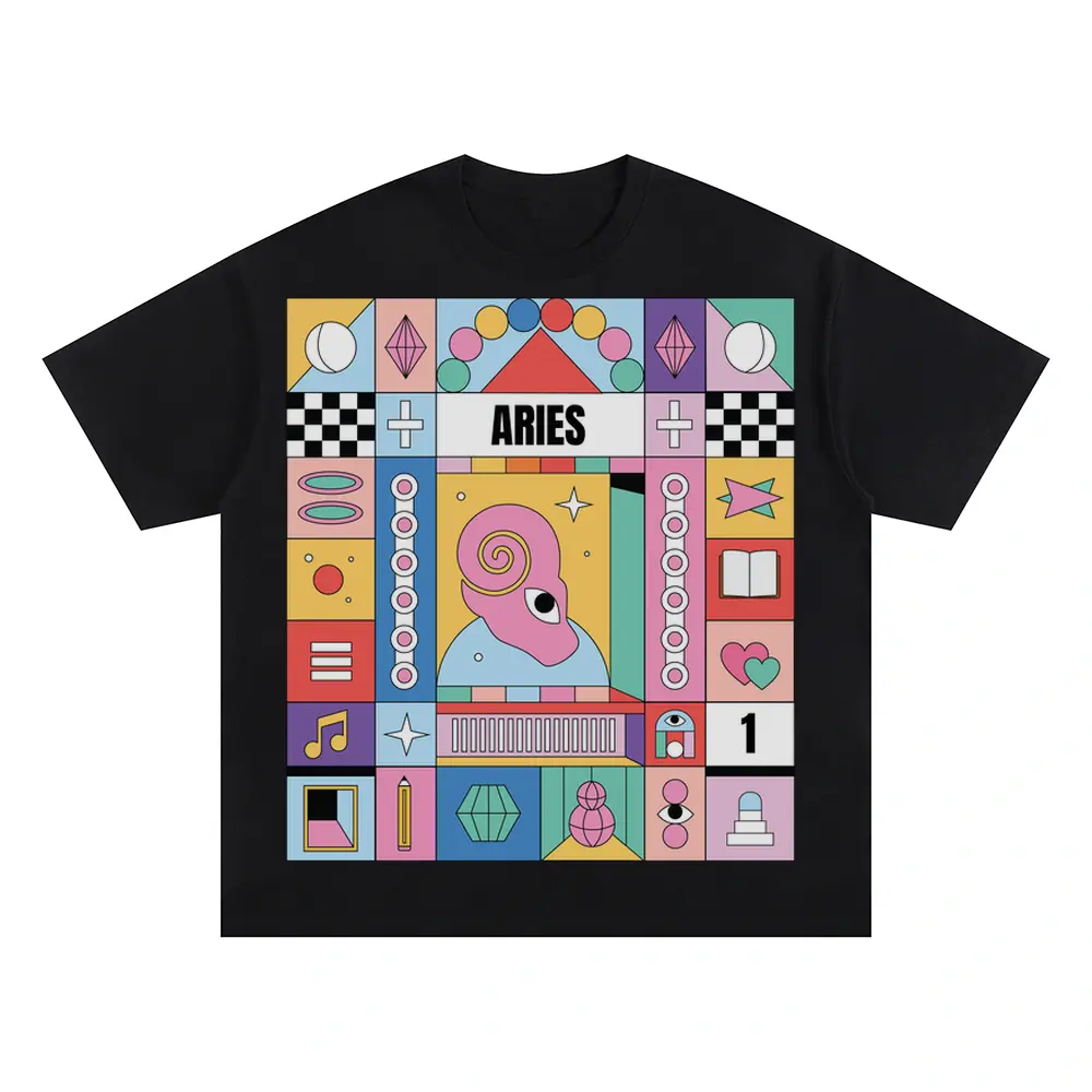 Aries Si Oversized Black Graphic Tee
