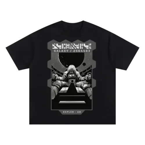Astronauts G Oversized Black Graphic Tee