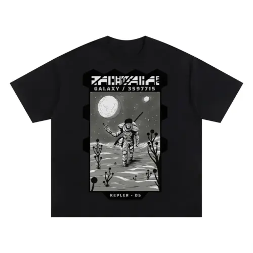 Astronauts J Oversized Black Graphic Tee