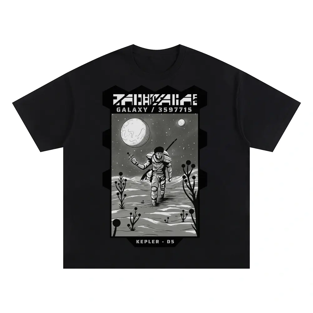 Astronauts J Oversized Black Graphic Tee