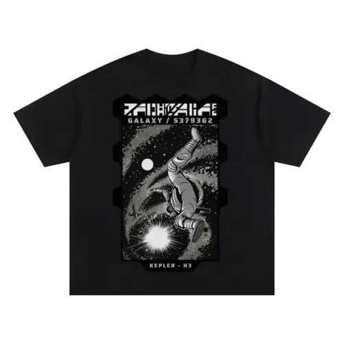 Astronauts H Oversized Black Graphic Tee