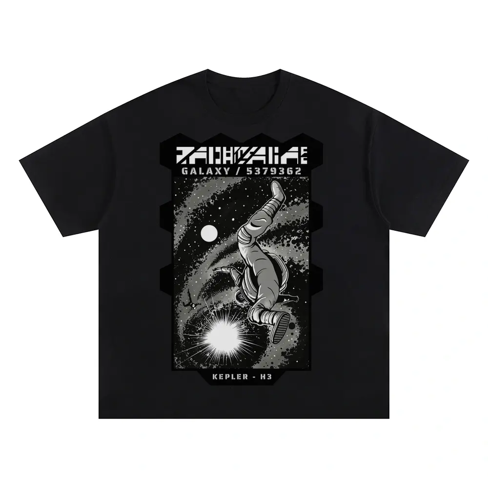 Astronauts H Oversized Black Graphic Tee