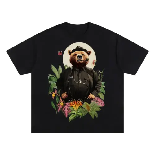 Bear Oversized Black Graphic Tee