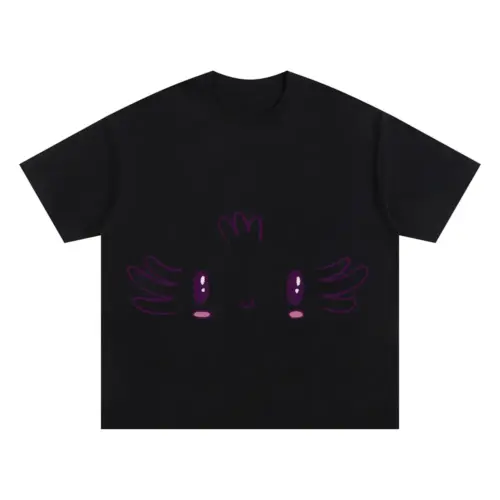 Axolotl Face Oversized Black Graphic Tee