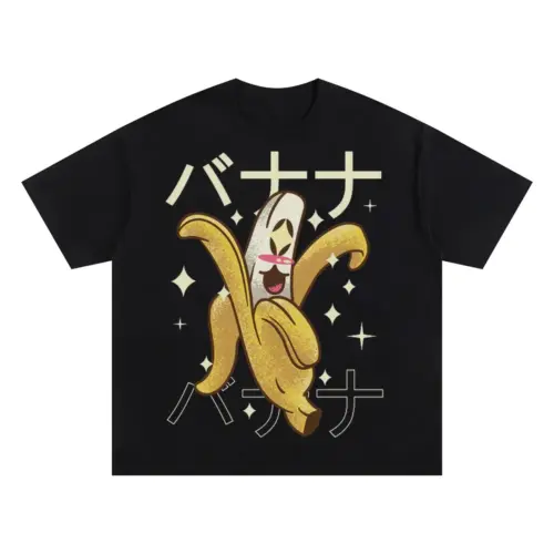 Bananacrazykawaii Oversized Black Graphic Tee