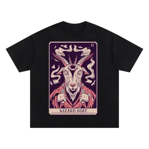 Wizard Goat 02 Si Oversized Black Graphic Tee