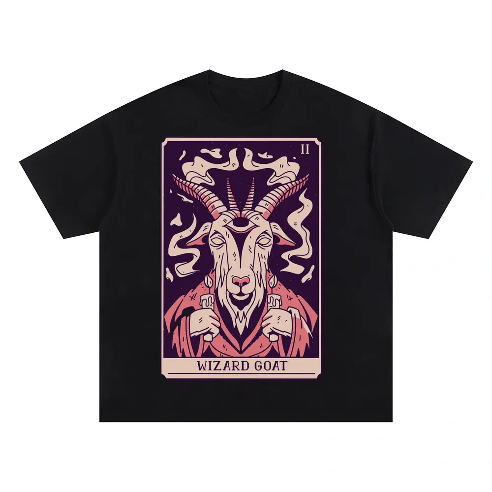 Wizard Goat 02 Si Oversized Black Graphic Tee