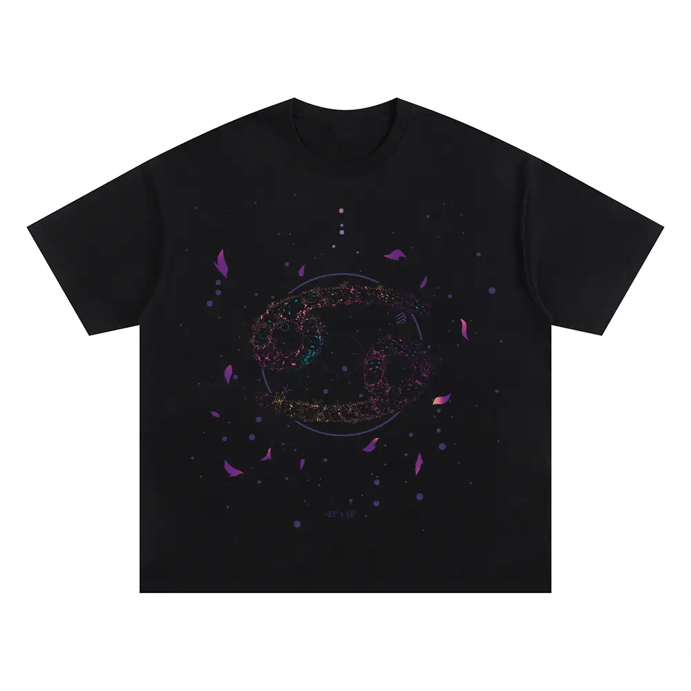Zodiac Cancer Oversized Black Graphic Tee