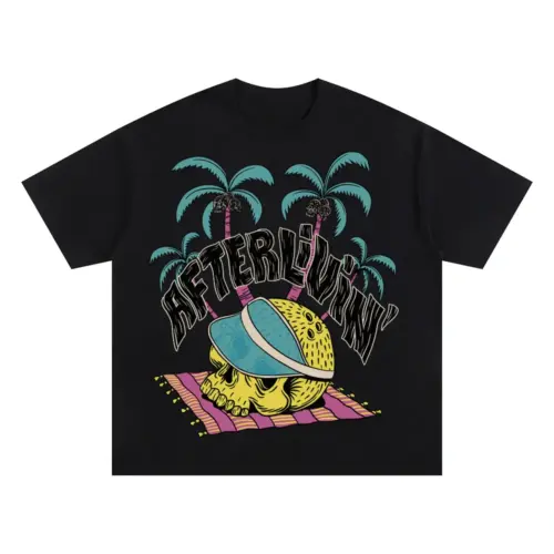 Afterlivin Oversized Black Graphic Tee