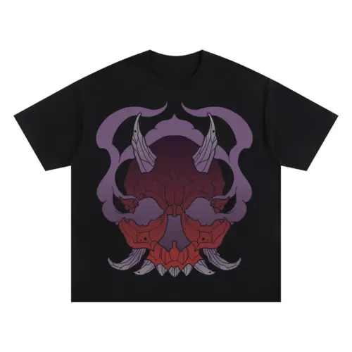 Demon Skull Halloween Oversized Black Graphic Tee