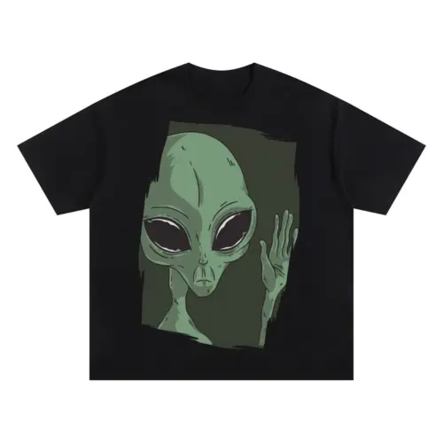 Alien Hand Oversized Black Graphic Tee