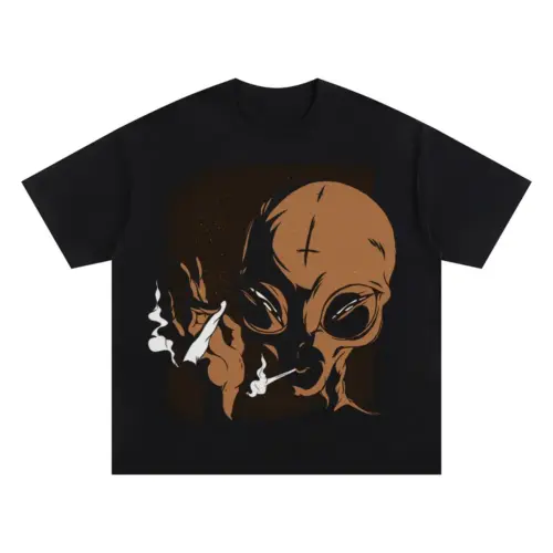 Alien 06 Hq Oversized Black Graphic Tee
