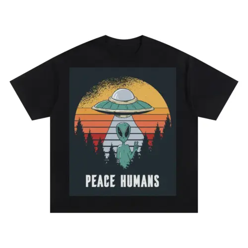 Alien Oversized Black Graphic Tee